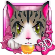 かわいい怒っているキティ3Dのテーマ