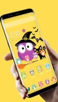 Cute Halloween Owl Theme پوسٹر