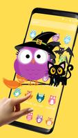 Cute Halloween Owl Theme syot layar 1