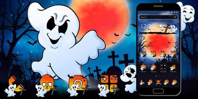 Cute Halloween Ghost Theme captura de pantalla 3