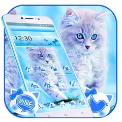 Cute Ice Blue Cat Theme APK 下載