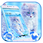 Joli thème de chat bleu glacé icône