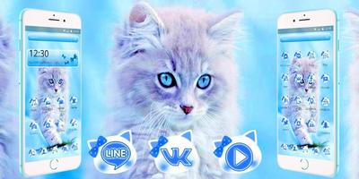 かわいい氷の青い猫のテーマ スクリーンショット 3