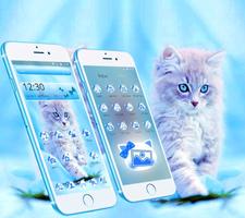 かわいい氷の青い猫のテーマ スクリーンショット 1