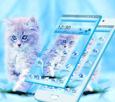かわいい氷の青い猫のテーマ スクリーンショット 2