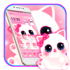 Leuk roze katten thema-icoon
