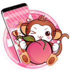 Lindo tema Peach Monkey icono