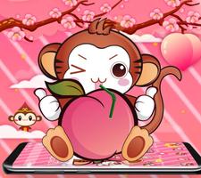 Cute Peach Monkey Theme screenshot 1