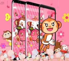 Cute Peach Monkey Theme screenshot 2