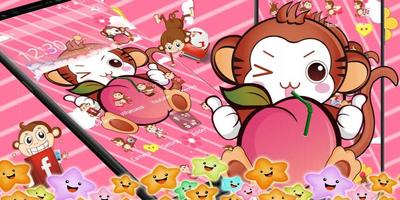 Cute Peach Monkey Theme स्क्रीनशॉट 3