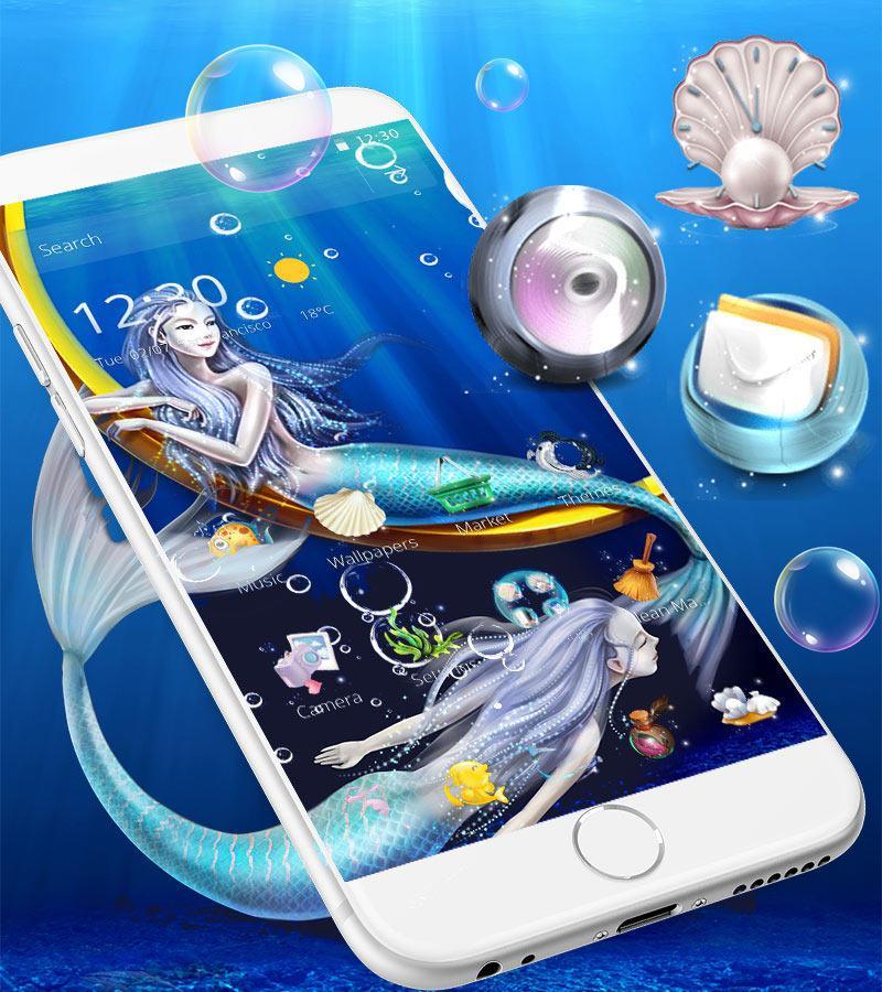 藍色深海美人魚桌面主題美人魚壁紙 海底世界圖示安卓下載 安卓版apk 免費下載