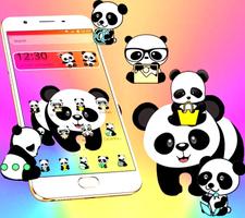 Śliczne kolorowe motywy Panda plakat
