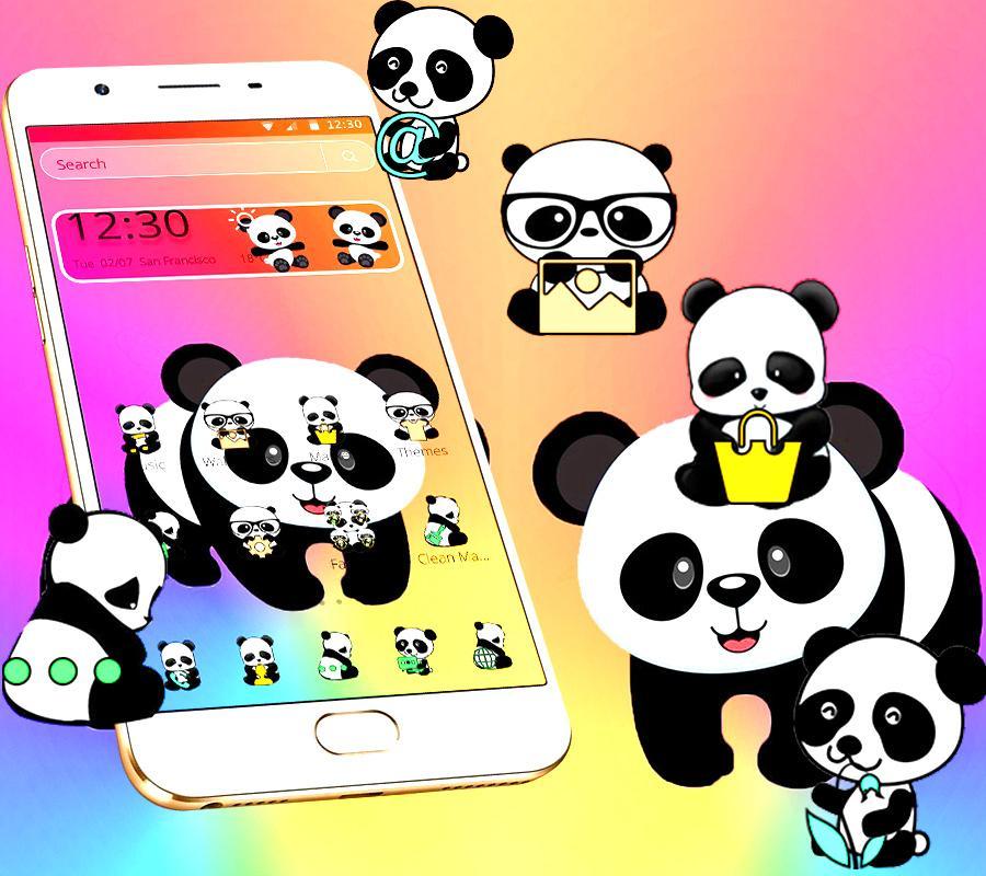 cute colorful panda theme for android apk download