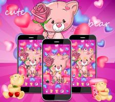 Cute Pink Bear Theme الملصق