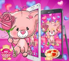 Cute Pink Bear Theme captura de pantalla 1