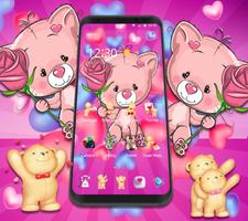 Cute Pink Bear Theme capture d'écran 2