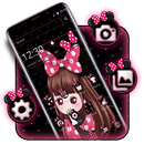 Ładny różowy motyw dziewczyny aplikacja