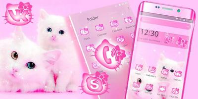 Cute Pink Cat Theme اسکرین شاٹ 3