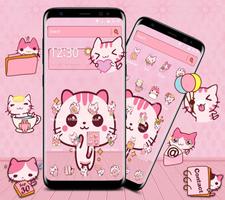 Cute Pink Kitty Theme Kawaii Sweet icon captura de pantalla 2
