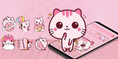 Cute Pink Kitty Theme Kawaii Sweet icon 截图 3