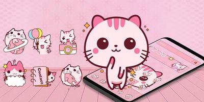 Cute Pink Kitty Theme Kawaii Sweet icon captura de pantalla 3
