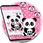 Tema bonito de panda-de-rosa ícone