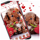 Cute Puppy With Love Rose Theme icon