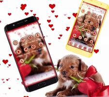 Cute Puppy With Love Rose Theme screenshot 1