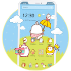 Cute Rabbit Cartoon Theme Zeichen