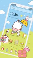 Cute Rabbit Cartoon Theme Plakat
