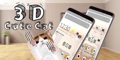 White Cute Cat Theme 截圖 3