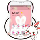 Cute White Rabbit Theme ikona