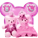 Cute Pink Bear Blooms Theme APK