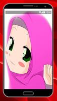 Cute Hijab Cartoon Wallpaper Affiche