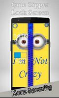 Yellow Minion Zipper Lock Screen Plakat