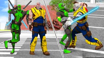 Cable Hero vs Dual Sword Pool Comic Hero combat ảnh chụp màn hình 3