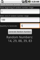 Quick Random Number Generator capture d'écran 1