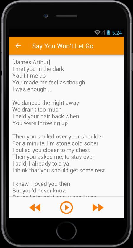 Say You Won't Let Go - James Arthur Songs & Lyrics APK برای دانلود اندروید