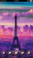 Eiffel Tower Purple Theme पोस्टर