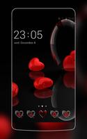 Romantic Hearts Theme: Red Color Black heart Love پوسٹر