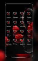 Romantic Hearts Theme: Red Color Black heart Love اسکرین شاٹ 1