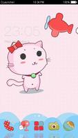 Cute Kitty Cartoon Pink Theme Affiche