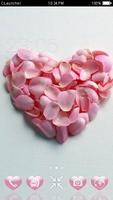 Pink Petals Heart Love Theme Affiche