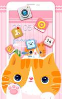 Cute Kitty Theme Pink Cartoon پوسٹر
