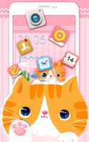 Cute Kitty Theme Pink Cartoon পোস্টার