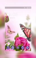 Pink Butterfly Flower Theme Affiche