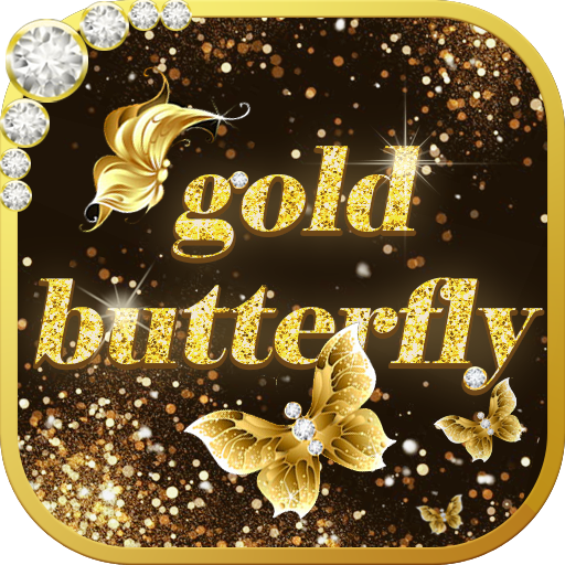 Shining theme: Sparkle Gold Butterfly wallpaper HD