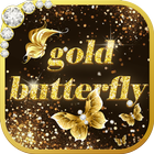 Shining theme: Sparkle Gold Butterfly wallpaper HD icône