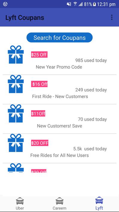 Ridesharing Coupons for Android - APK Download