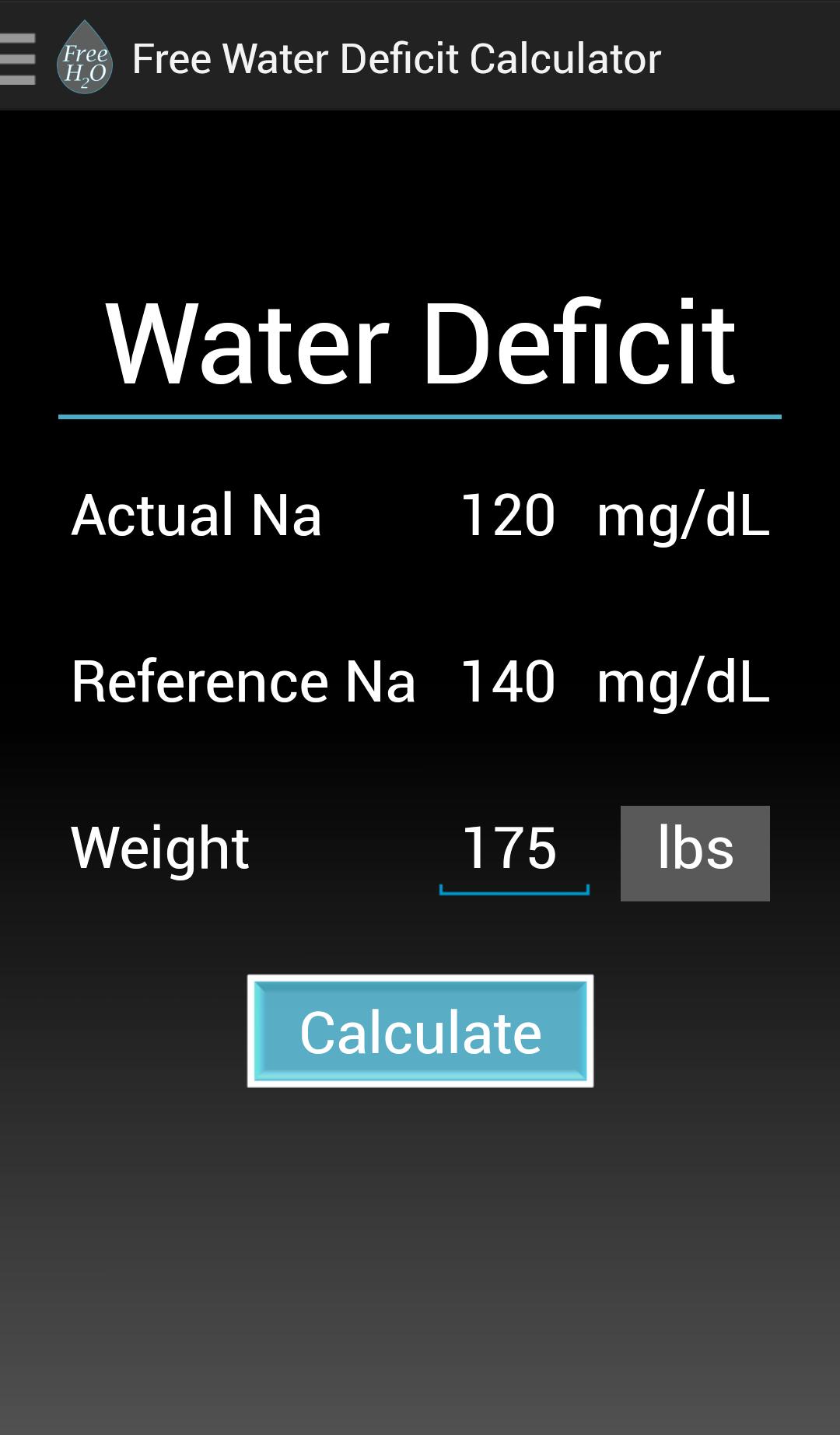 Free Water Deficit Calculator APK for Android Download